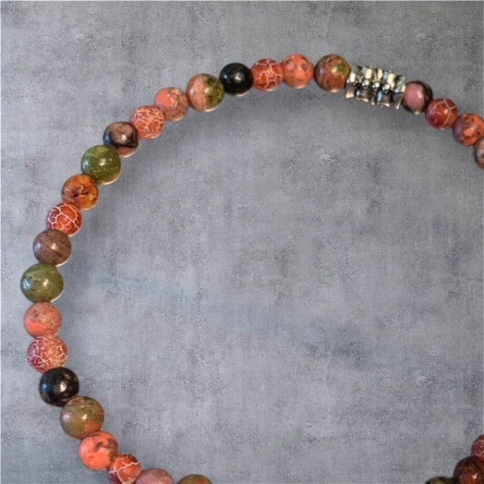 Agate rouge & Divers 4mm