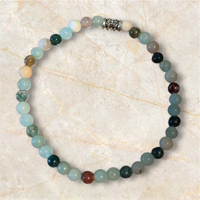 Amazonite/Agate indienne 4mm